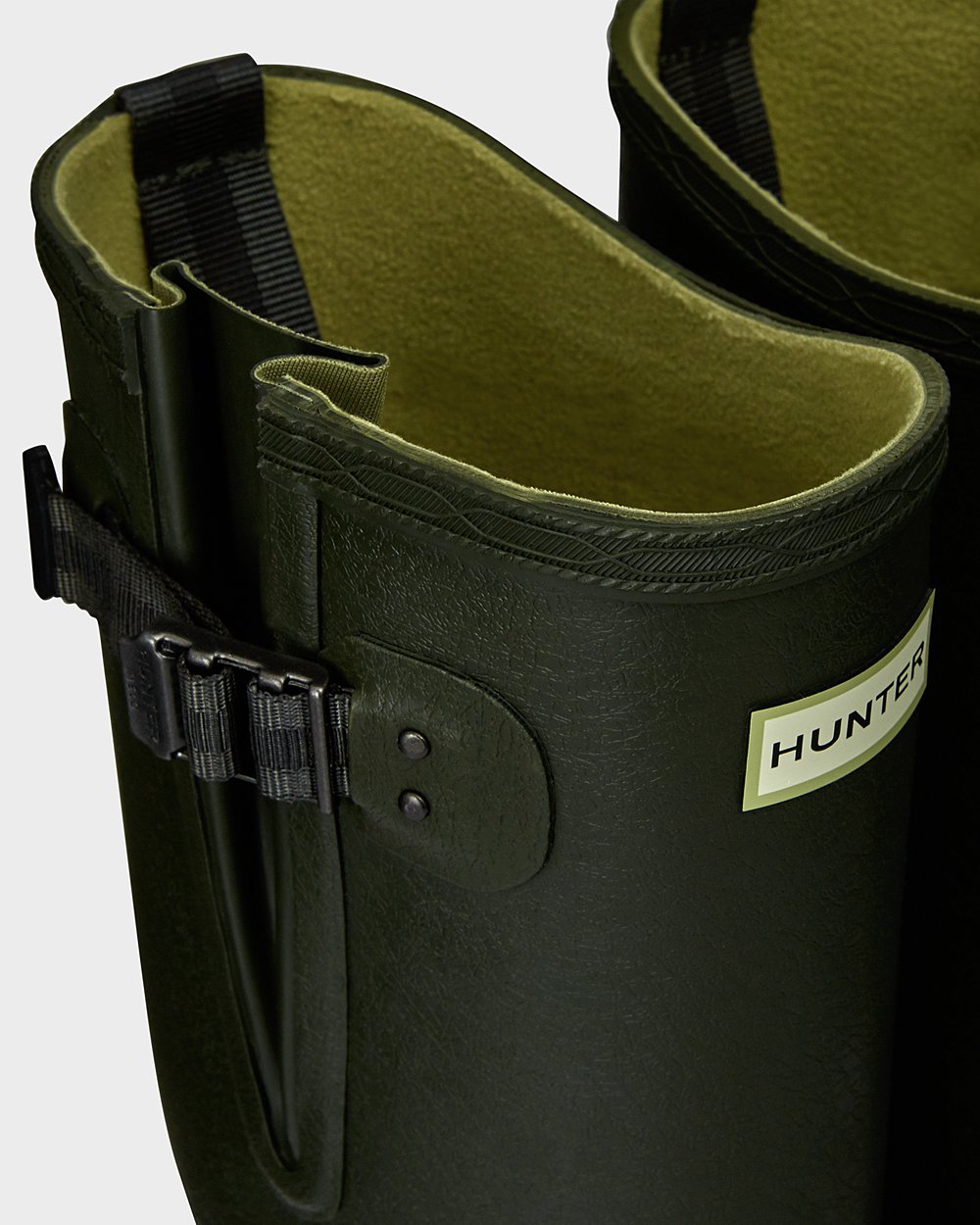 Mens Hunter Balmoral Bamboo Carbon - Tall Rain Boots Dark Olive - 3645-TLDQP